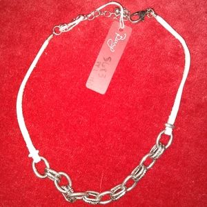 Chain and leather choker necklace